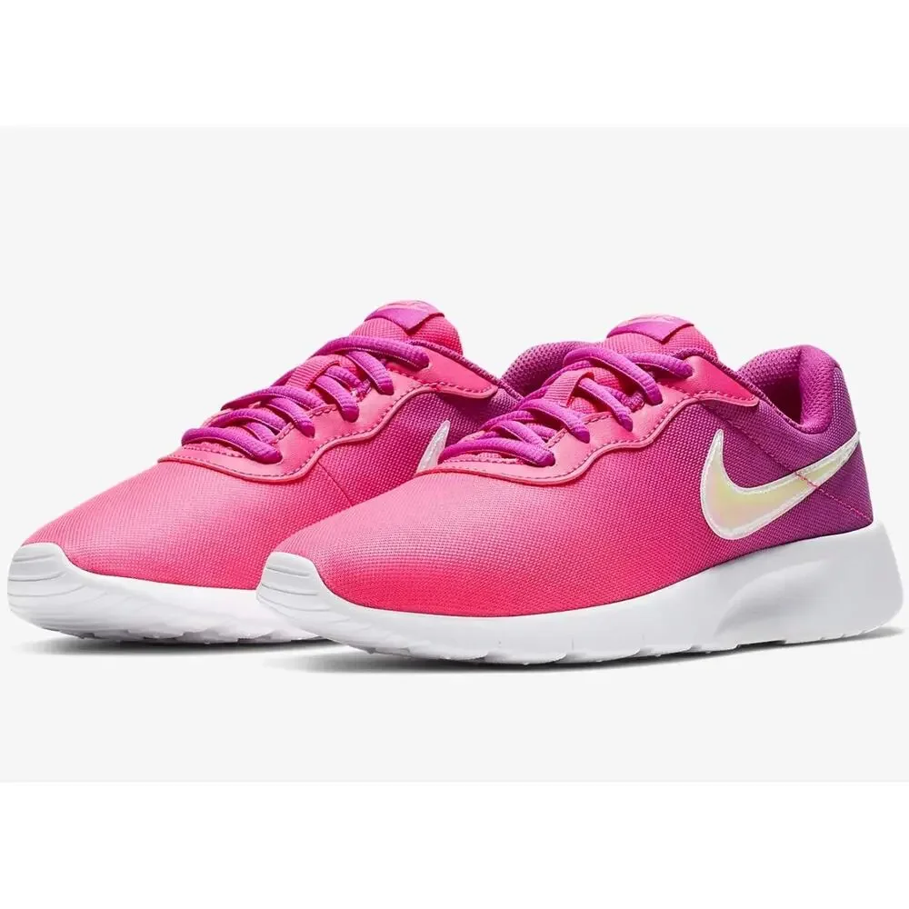 NIKE GIRL'S, TANJUN PRINT GS SNEAKER - BIG KID PINK PURPLE 5.5 M